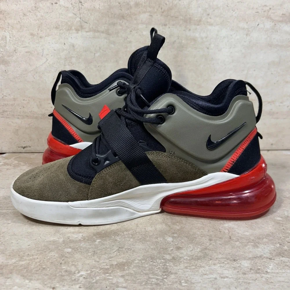 Nike Air Force 270 Medium Olive Challenge Red Mens‎ 9 Shoes Sneakers AH6772 200